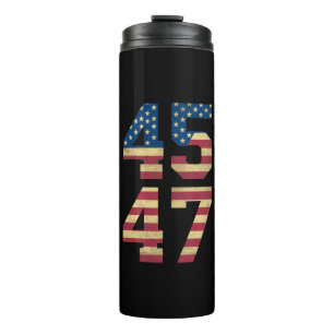 Trump 2024 45 47 Vintage American Flag Retro 4547 Thermal Tumbler