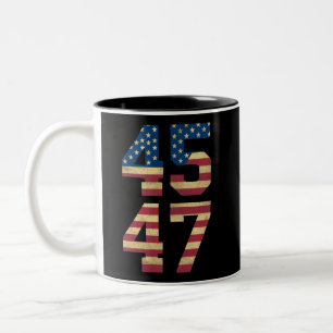 Trump 2024 45 47 Vintage American Flag Retro 4547 Two-Tone Coffee Mug