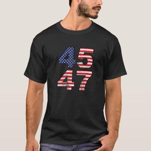 Trump 2024 45 47 Vintage American Flag Retro USA P T_Shirt