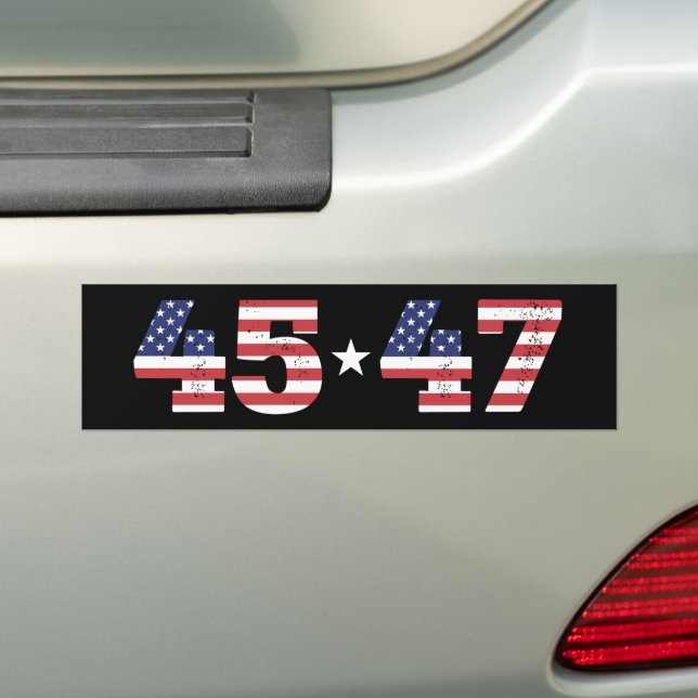 Trump 2024 45 47 Vintage Bumper Sticker (On Car)