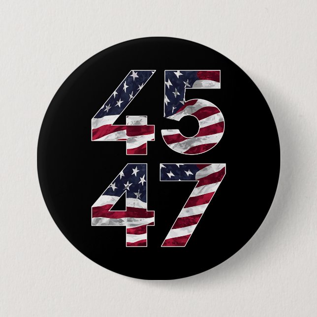 Trump 2024 45 47 Vintage USA Button (Front)