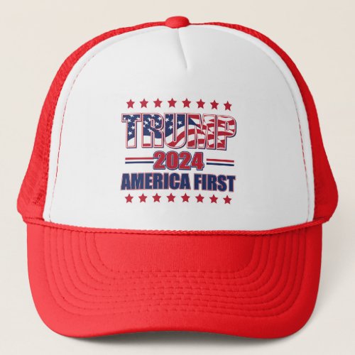 Trump 2024 America First Trucker Hat