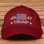 Trump 2024 American Flag 45th and 47 President Win Embroidered Baseball Cap