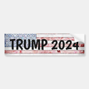 TRUMP 2024 AMERICAN FLAG BUMPER STICKER
