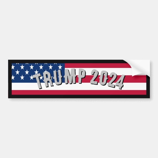 Trump 2024 American Flag Bumper Sticker (Front)