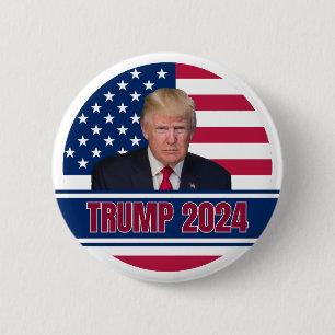 Trump 2024 American Flag  Button
