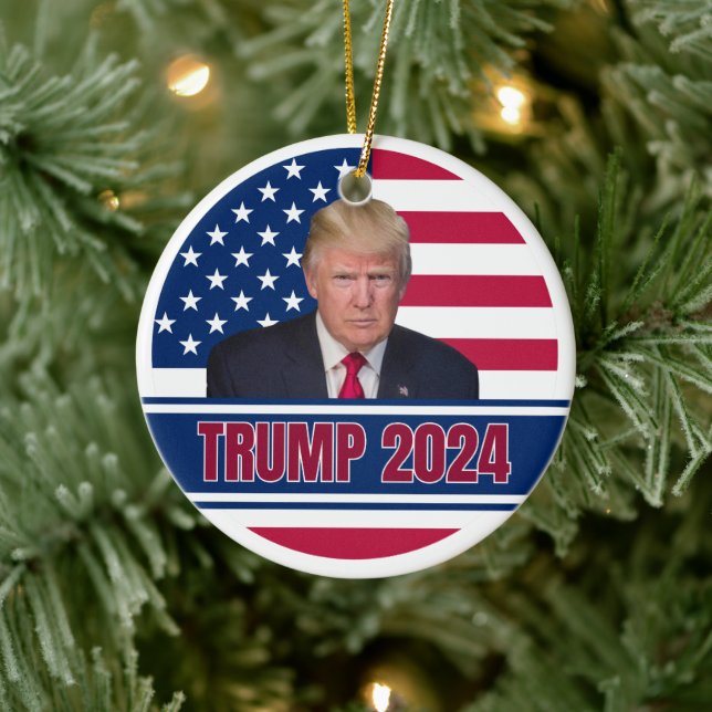 Trump 2024 American Flag  Ceramic Ornament (Tree)