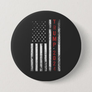 Trump 2024 American Flag Distressed Vintage  Gift Button