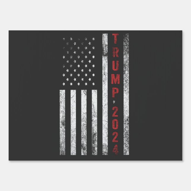 Trump 2024 American Flag Distressed Vintage  Gift Sign (Front)