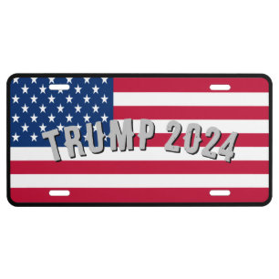 Trump 2024 American Flag License Plate