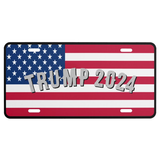 Trump 2024 American Flag License Plate (Front)