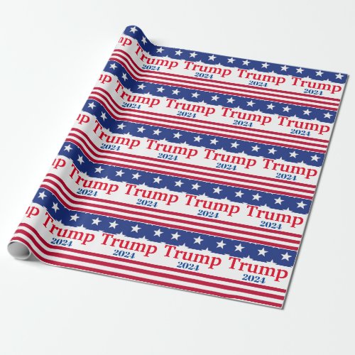 Trump 2024 American Flag Patriotic Wrapping Paper