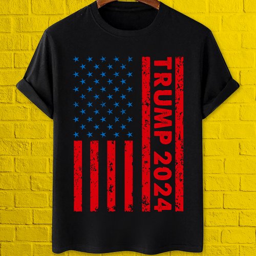 Trump 2024 American flag Pro anti Biden T_Shirt