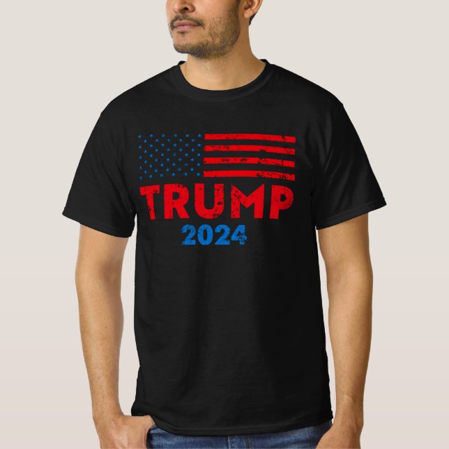 Trump 2024 American flag pro trump T-Shirt (Front)