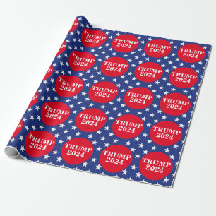 Trump 2024 American Flag Stars Design Wrapping Paper