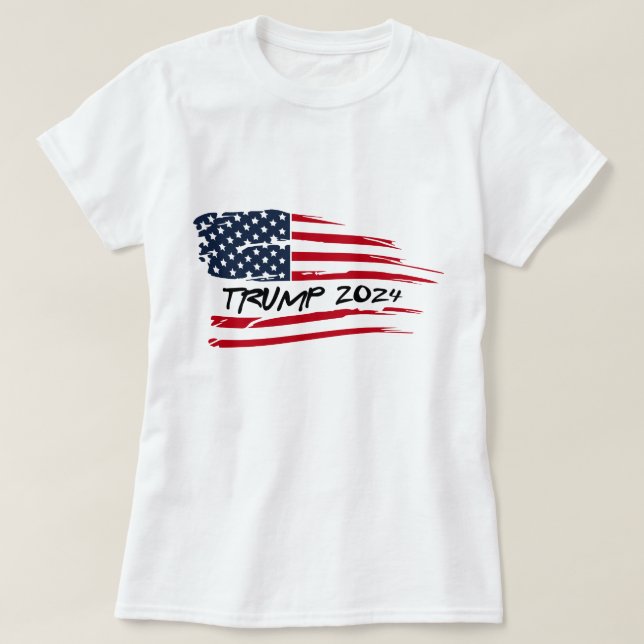 Trump 2024 American Flag T-Shirt (Design Front)
