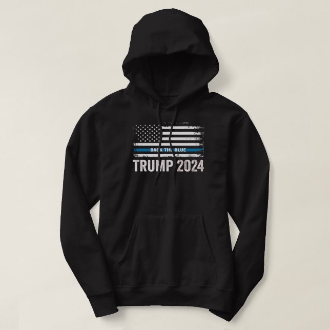 Trump 2024 Back The Blue Hoodie (Design Front)