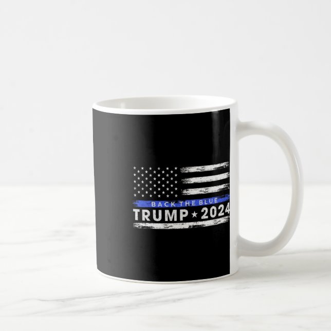 Trump 2024 Back The Blue Thin Blue Line American F Coffee Mug (Right)