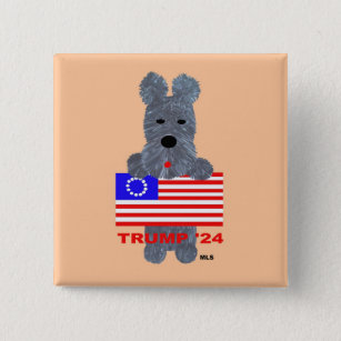 Trump 2024 Campaign Button With Scottish Terrier