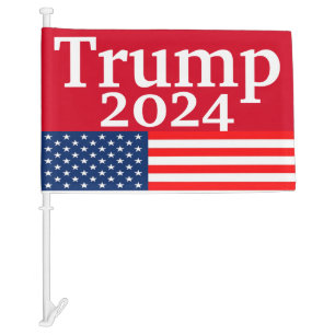 Trump 2024 Campaign in Red with American Flag