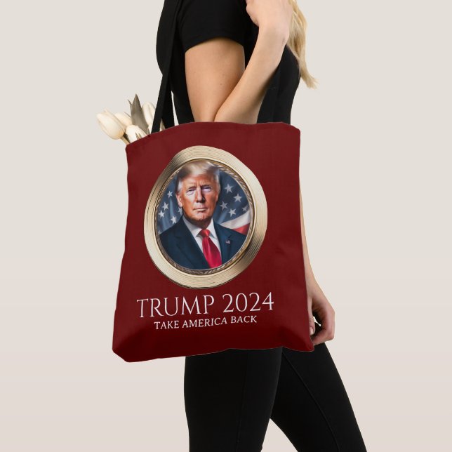 Trump 2024 Campaign Republican Red Collectible Tote Bag (Close Up)