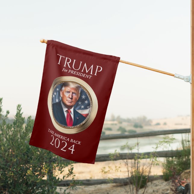 Trump 2024 Campaign Republican Red House Flag (Insitu (Back))