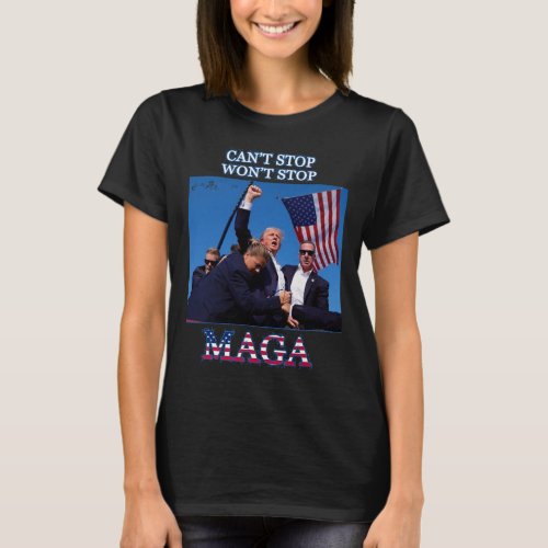 Trump 2024 Cant Stop Wont Stop Maga  T_Shirt