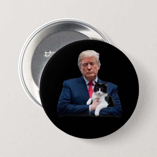 Trump 2024 Cat MAGA Funny Trump Cat Button (Front & Back)