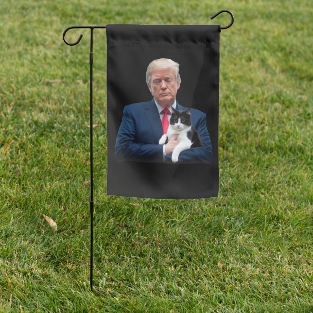 Trump 2024 Cat MAGA Funny Trump Cat Garden Flag (In SItu)