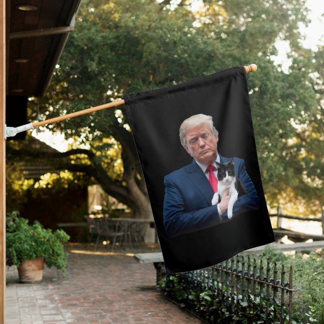 Trump 2024 Cat MAGA Funny Trump Cat House Flag (In SItu)