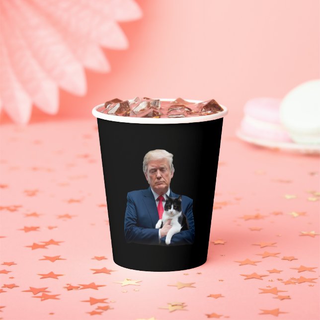 Trump 2024 Cat MAGA Funny Trump Cat Paper Cups (Insitu)