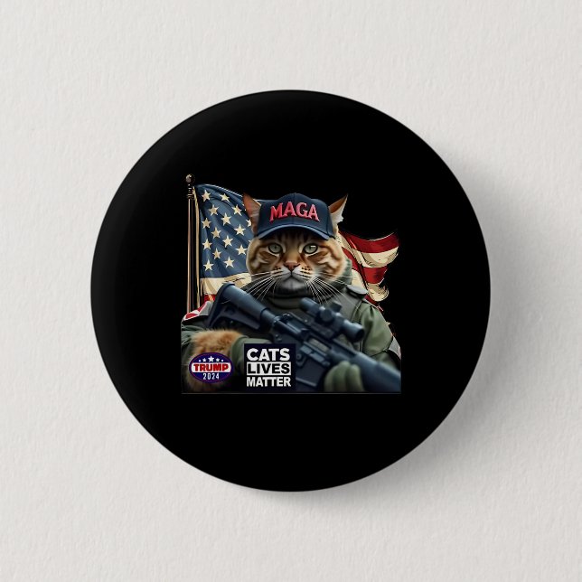 Trump 2024 Cats Lives Problem  Button (Front)