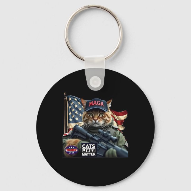 Trump 2024 Cats Lives Problem  Keychain (Front)