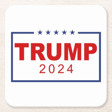 Trump 2024 Classic Rectangle Logo Square Paper Coaster