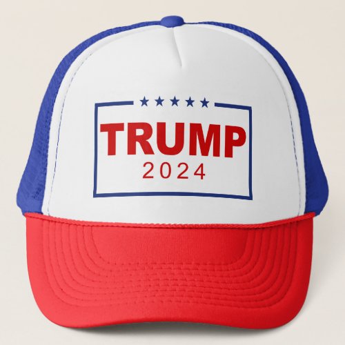 Trump 2024 Classic Rectangle Logo Trucker Hat