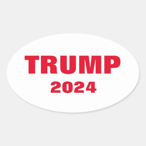 Trump 2024 Colorful Red White Bold Trendy Cool Oval Sticker