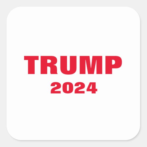 Trump 2024 Colorful Red White Bold Trendy Cool Square Sticker