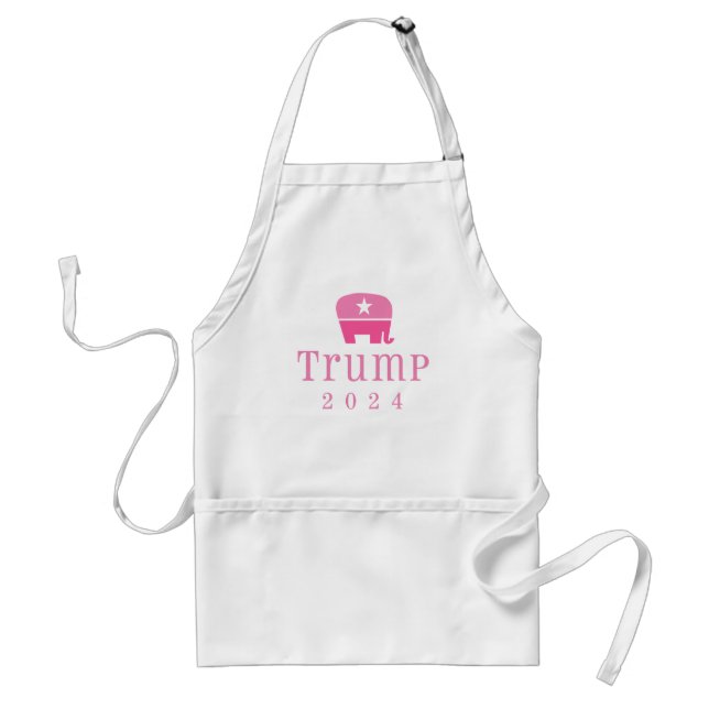 Trump 2024 Cute Pink Elephant Adult Apron (Front)