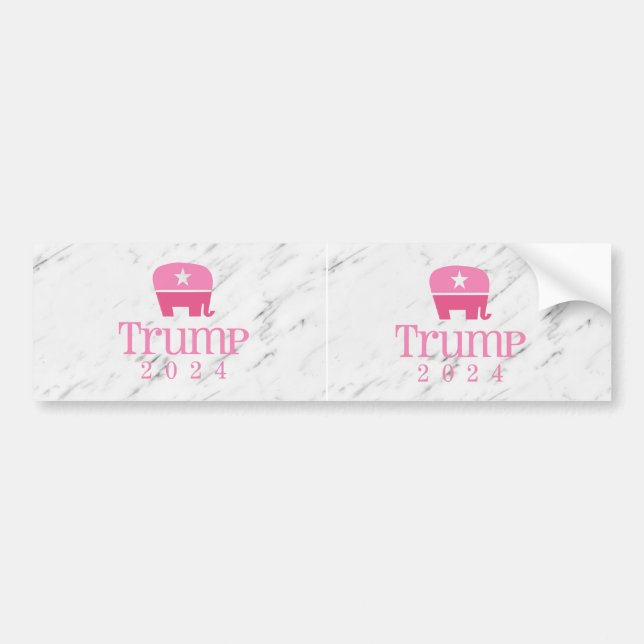 Trump 2024 Cute Pink Elephant Bumper Sticker (Front)
