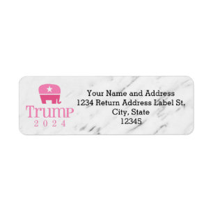 Trump 2024 Cute Pink Elephant Label