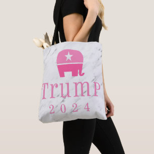 Trump 2024 Cute Pink Elephant Tote Bag