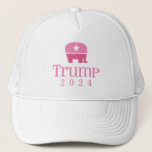 Trump 2024 Cute Pink Elephant Trucker Hat