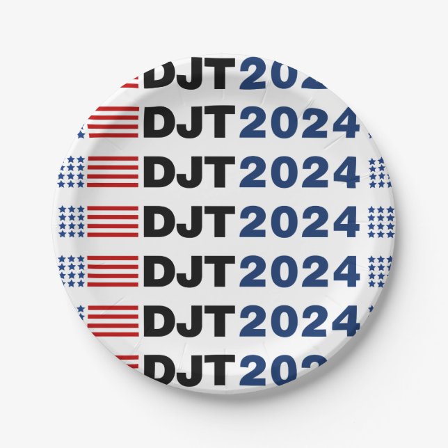 Trump 2024 DJT Paper Plates (Front)