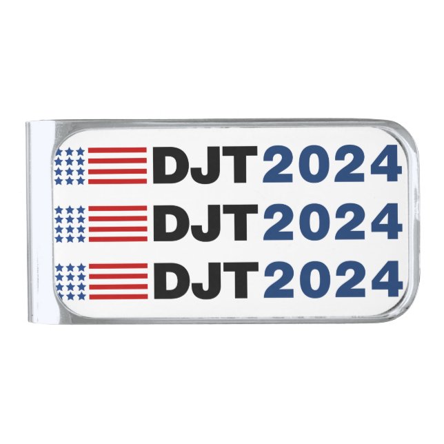 Trump 2024 DJT Silver Finish Money Clip (Front)