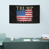 Trump 2024 Elegant Gold Vintage American Flag Banner (Tradeshow)