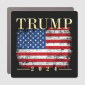 Trump 2024 Elegant Gold Vintage American Flag Car Magnet (Front)