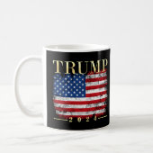 Trump 2024 Elegant Gold Vintage American Flag Coffee Mug (Left)