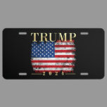 Trump 2024 Elegant Gold Vintage American Flag License Plate