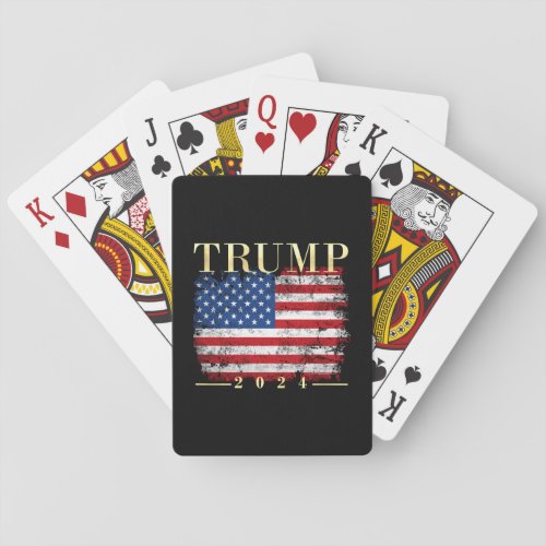 Trump 2024 Elegant Gold Vintage American Flag Poker Cards