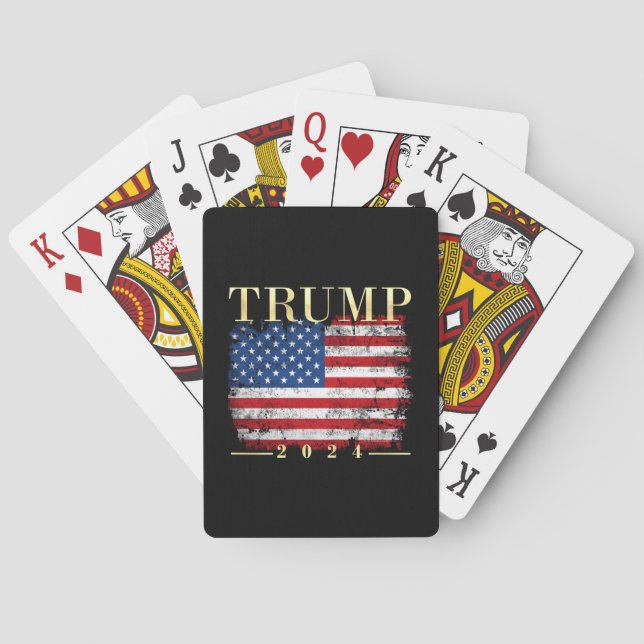 Trump 2024 Elegant Gold Vintage American Flag Poker Cards (Back)